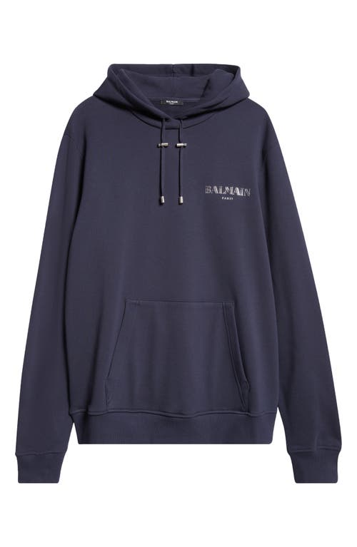 Balmain Gel Logo Hoodie In Navy/multi