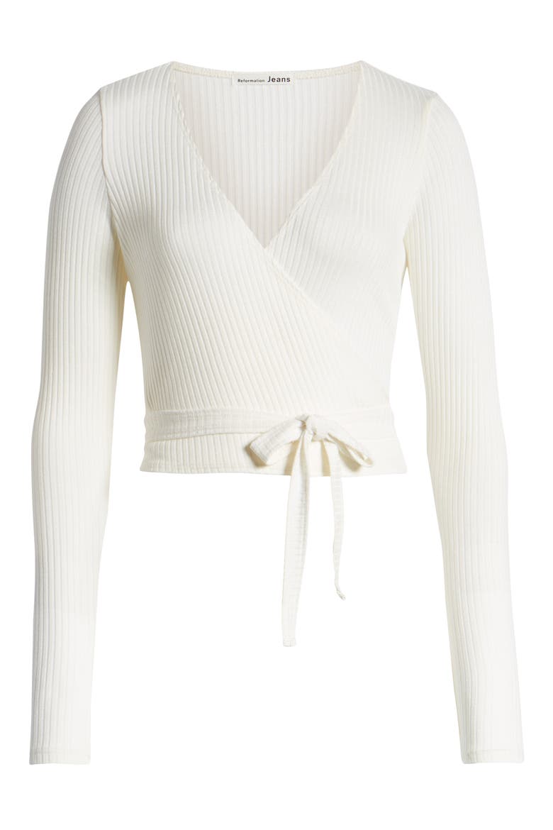 Petalo Wrap Crop Top, Alternate, color, IVORY
