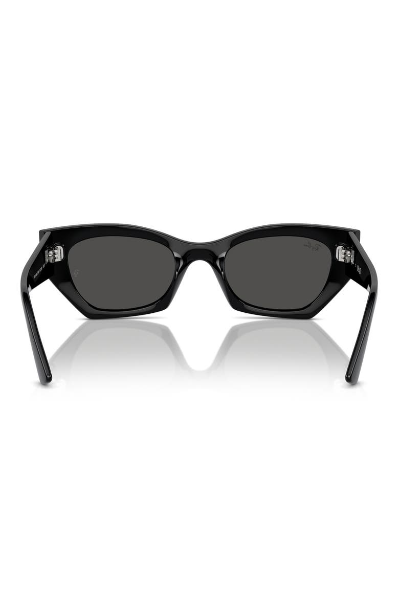Zena 52mm Geometric Sunglasses, Alternate, color, BLACK / BLACK