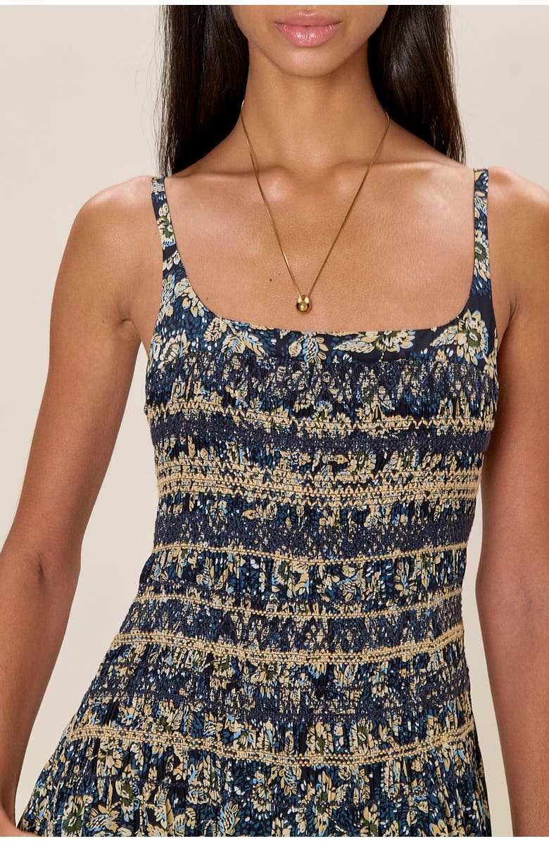 Rebecca Taylor Charlene Smocked Dress, Alternate, color, Navy Multi