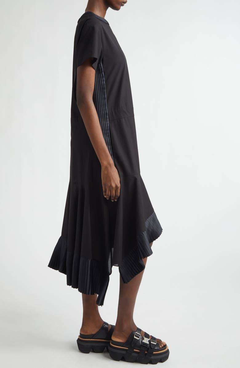 Sacai Cotton Broadcloth Dress, Alternate, color, Black