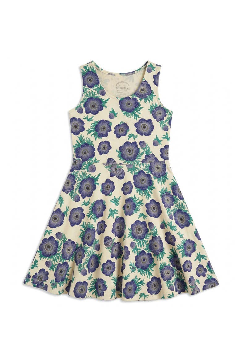 Girls Toddler Fair Trade Organic Cotton Print Sleeveless Twirl Dress, Main, color, Purple poppy