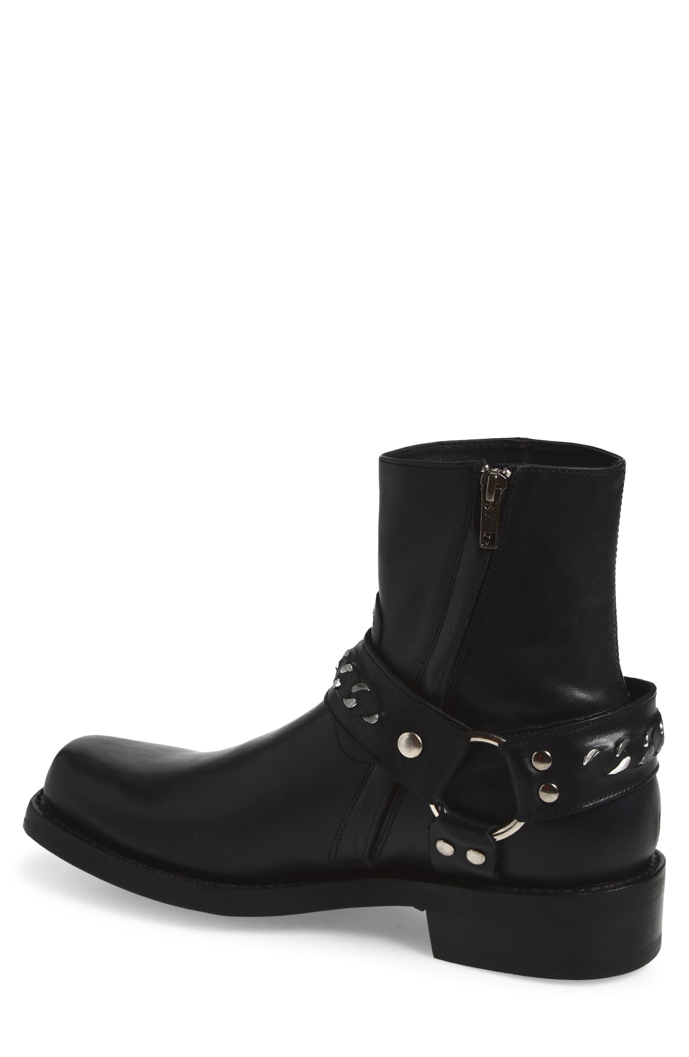 Conway Chain Harness Leather Boot, Alternate, color, BLACK