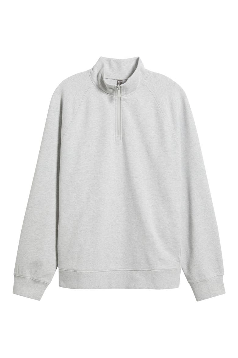 Cotton French Terry Quarter Zip Sweatshirt, Alternate, color, GREY LUNAR HEATHER