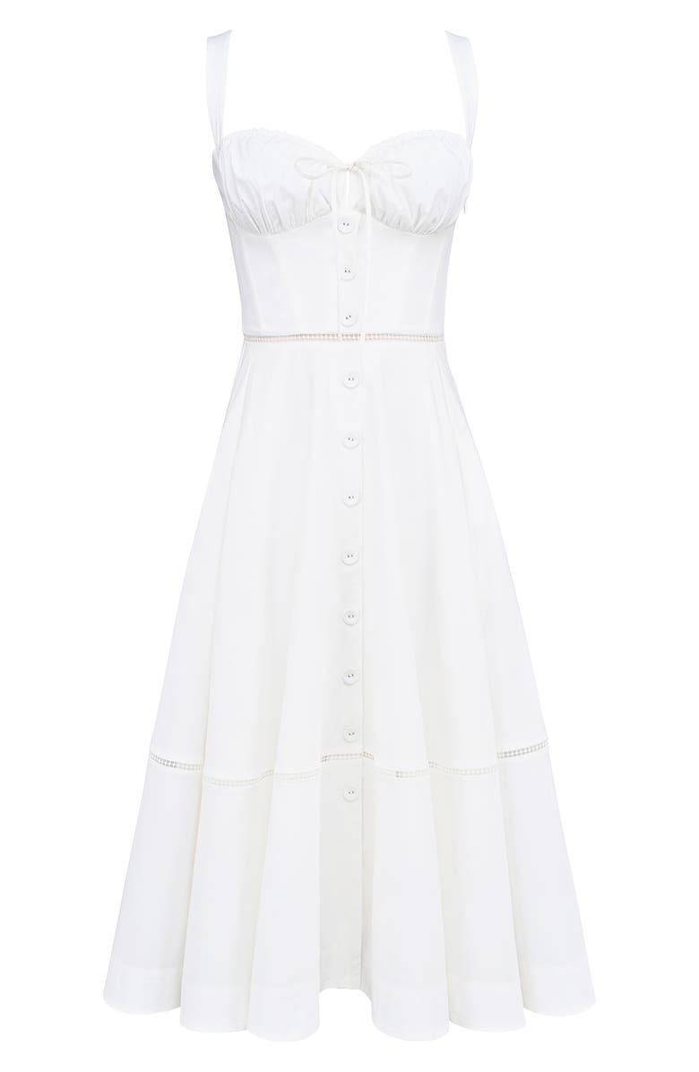 HOUSE OF CB Chiarina Stretch Cotton Midi Sundress, Alternate, color, White