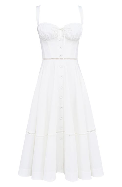 House Of Cb Womens White Broderie Milia Broderie-anglaise Stretch Cotton-blend Midi Dress