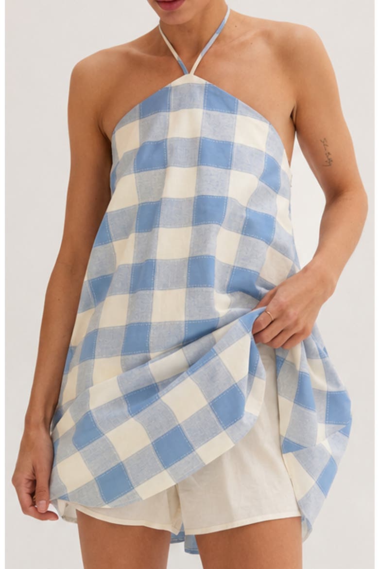 Gingham Halter Romper Dress, Alternate, color, Light Blue