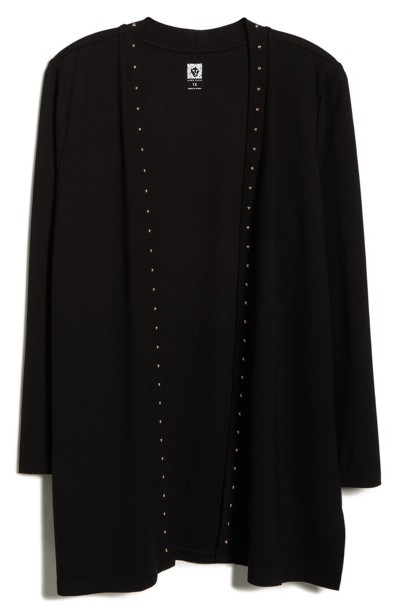 Anne Klein Studded Open Front Cardigan, Alternate, color, Anne Black