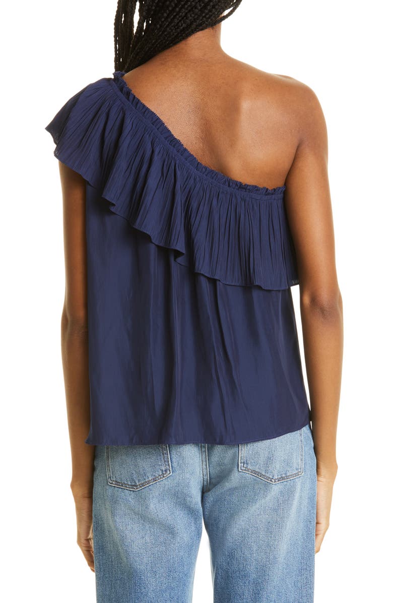 Ramy Brook One-Shoulder Pleat Ruffle Top, Alternate, color, 