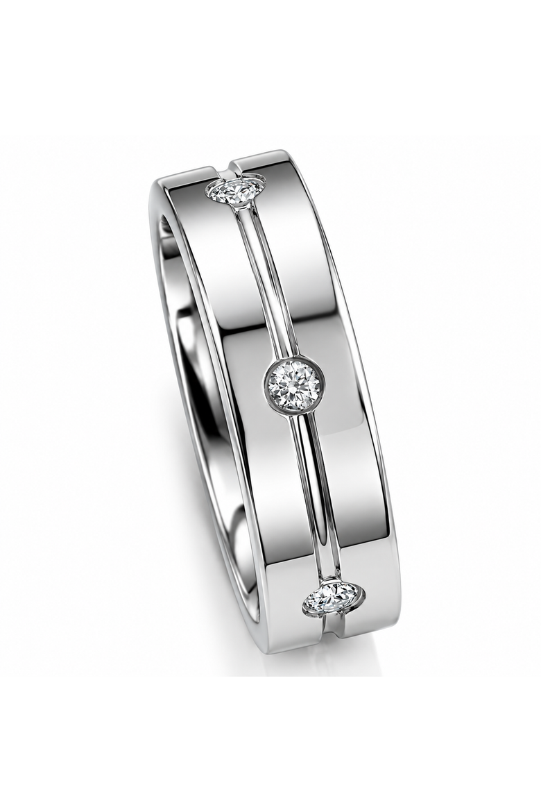 Men's 3/8ct Diamond 6.5mm Comfort Fit Ring Polished Tungsten Wedding Band, Alternate, color, Tungsten