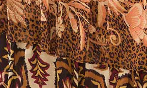 Farm Rio Mixed Scarf Print Tiered Ruffle Maxi Skirt In Multi