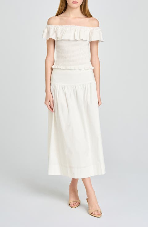 Mia Stretch Cotton Midi Skirt