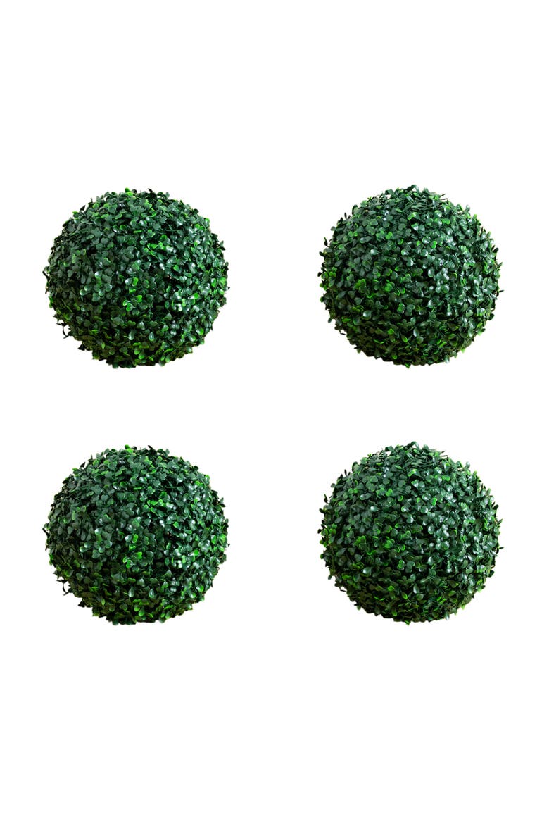 8-in UV Resistant Artificial Boxwood Ball (Indoor/Outdoor) - Set of 4, Main, color, Green