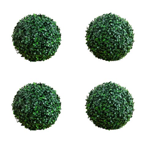 8-in UV Resistant Artificial Boxwood Ball (Indoor/Outdoor) - Set of 4
