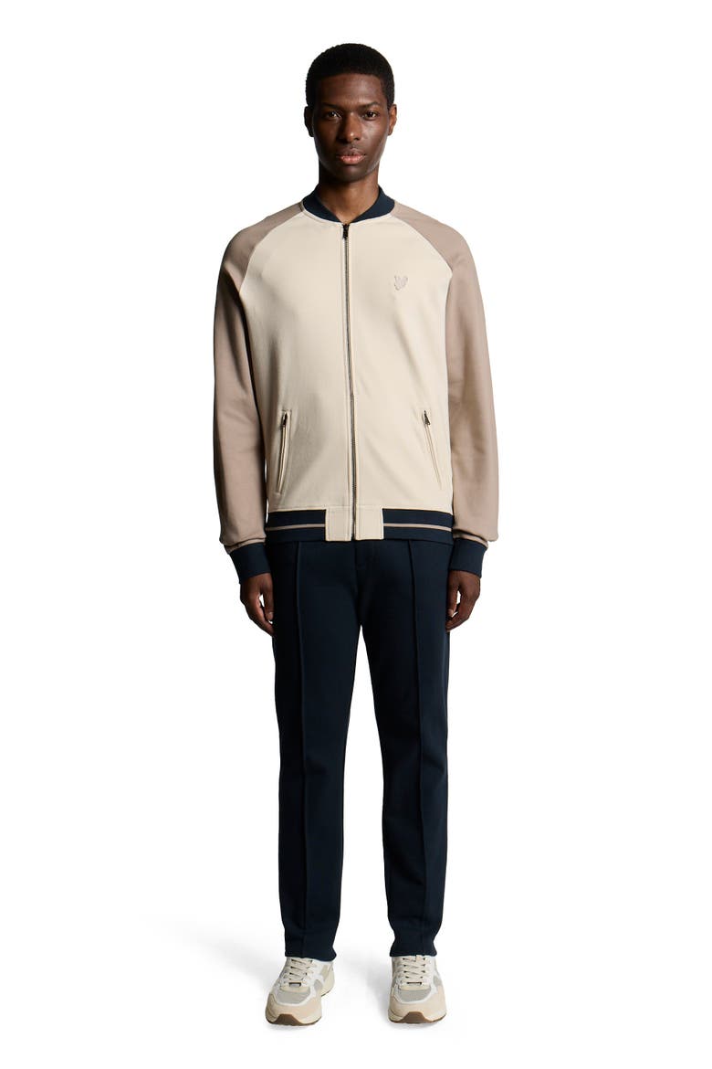 Interlock Contrast Raglan Bomber Jacket, Alternate, color, Cobblestone