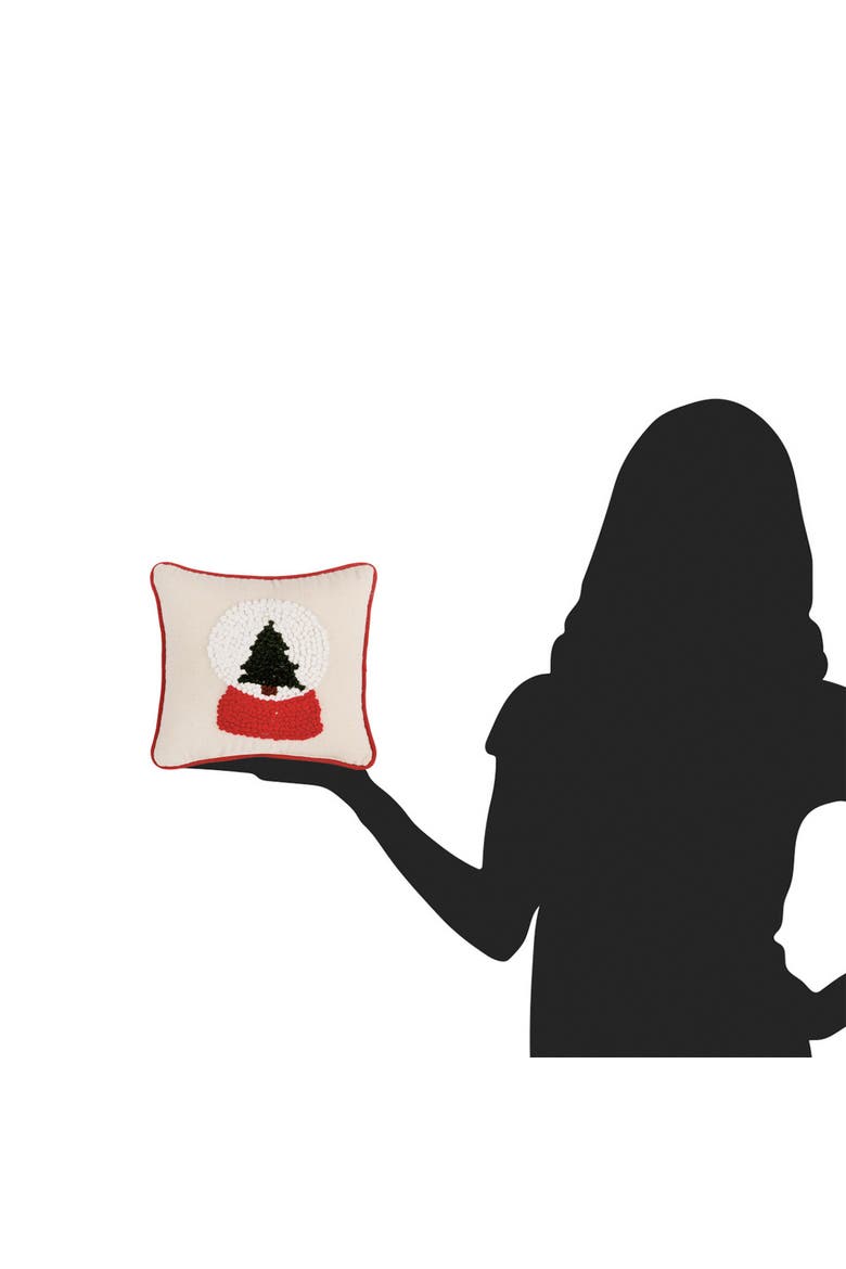 Snow Globe Christmas Tree French Knot Mini Accent Pillow 8" x 8", Alternate, color, Beige