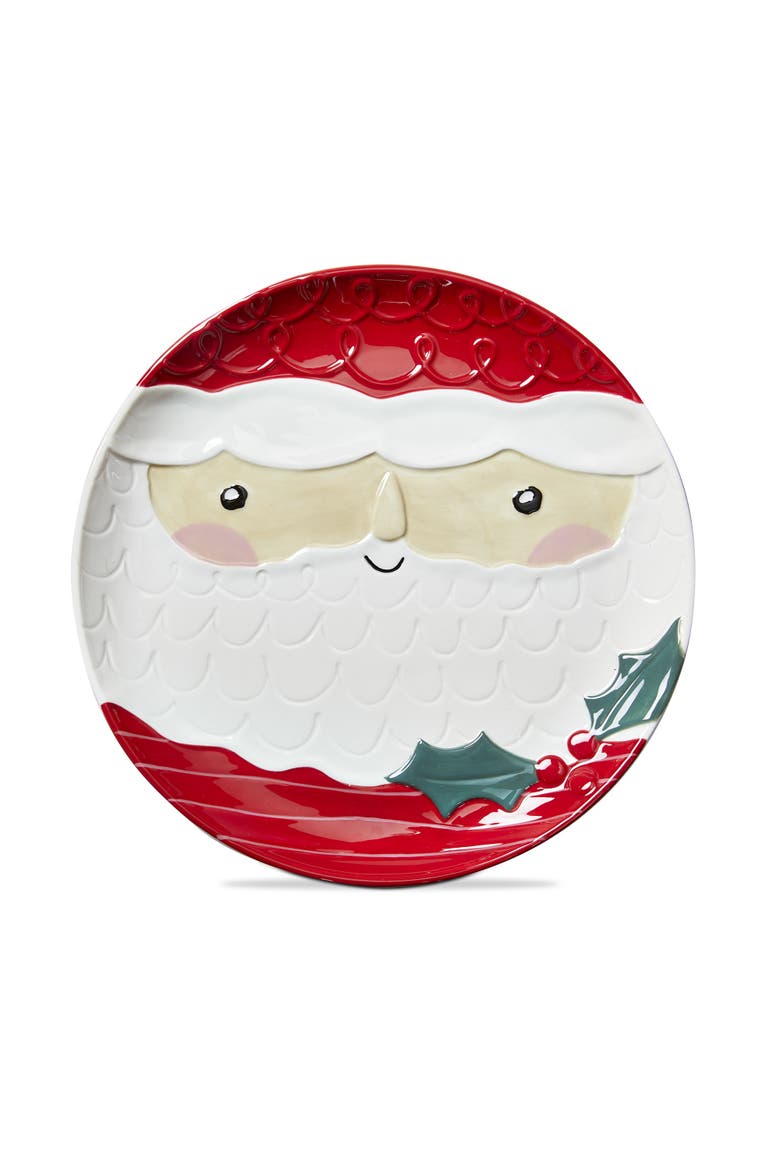 Santa Platter Multicolor Ceramic Serving for Christmas, Main, color, Red