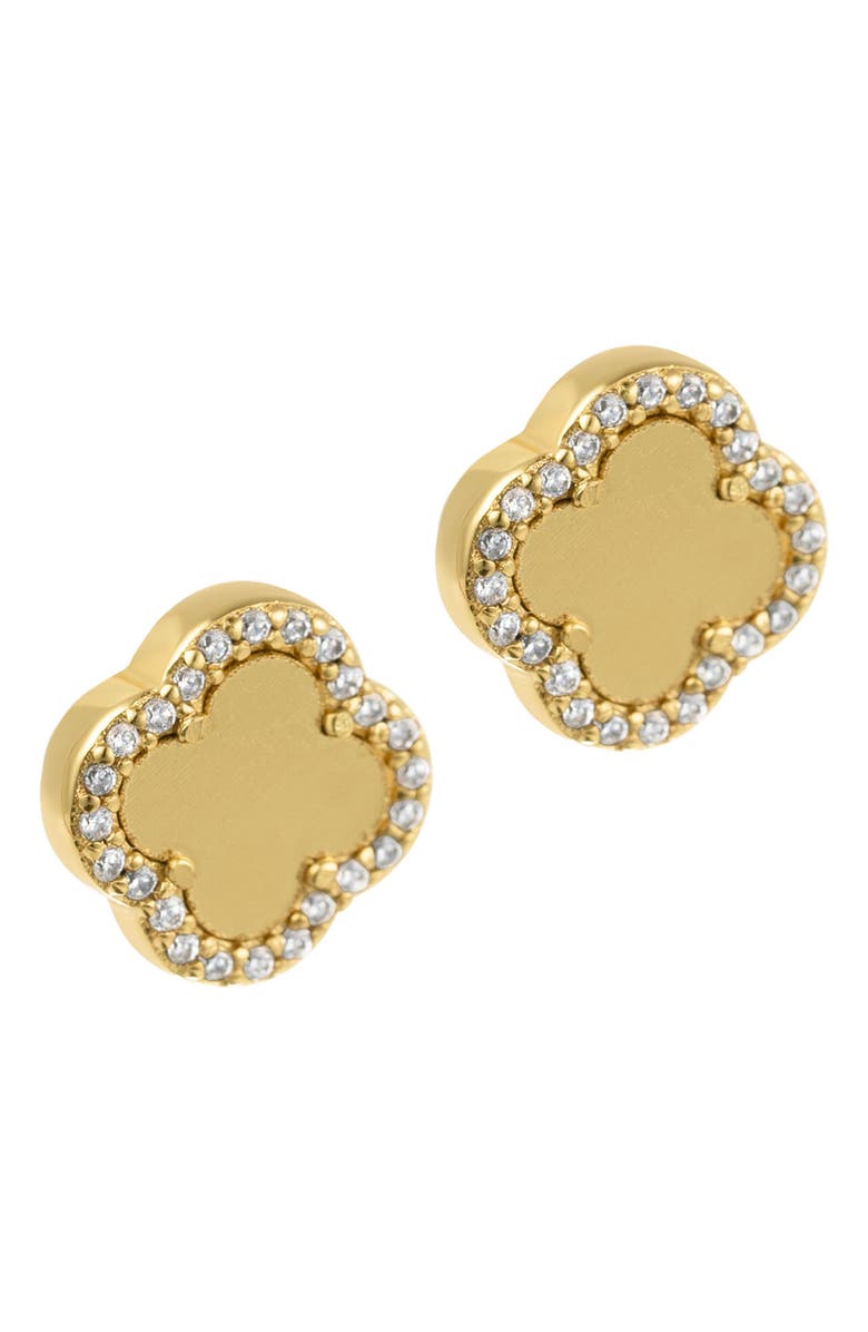Adornia Crystal Halo Clover Stud Earrings, Alternate, color, Gold