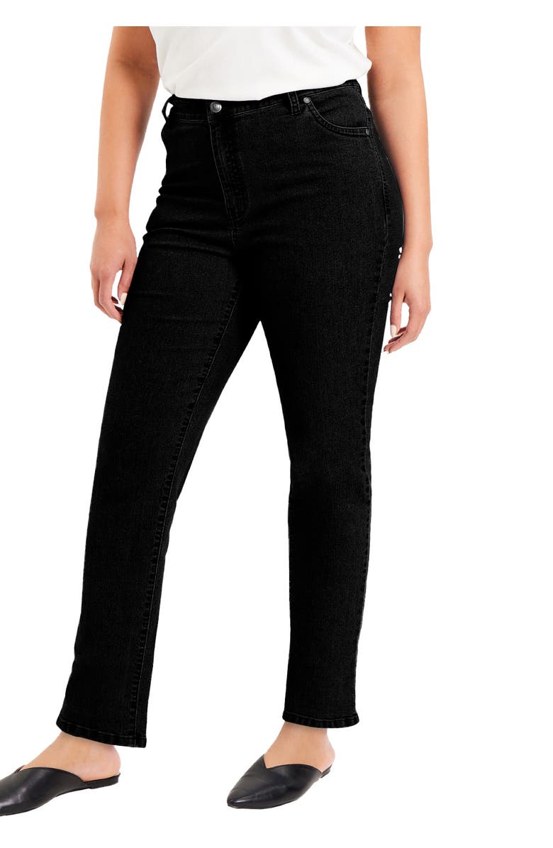 June + Vie June Fit Straight-Leg Jeans, Main, color, Black