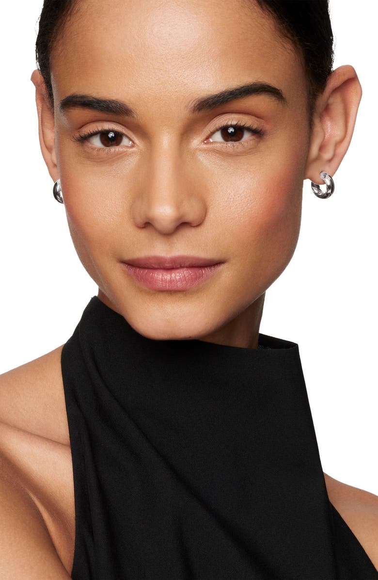 David Yurman DY Mercer<sup>™</sup> Micro Hoop Earrings in Sterling Silver, 13.4mm, Alternate, color,