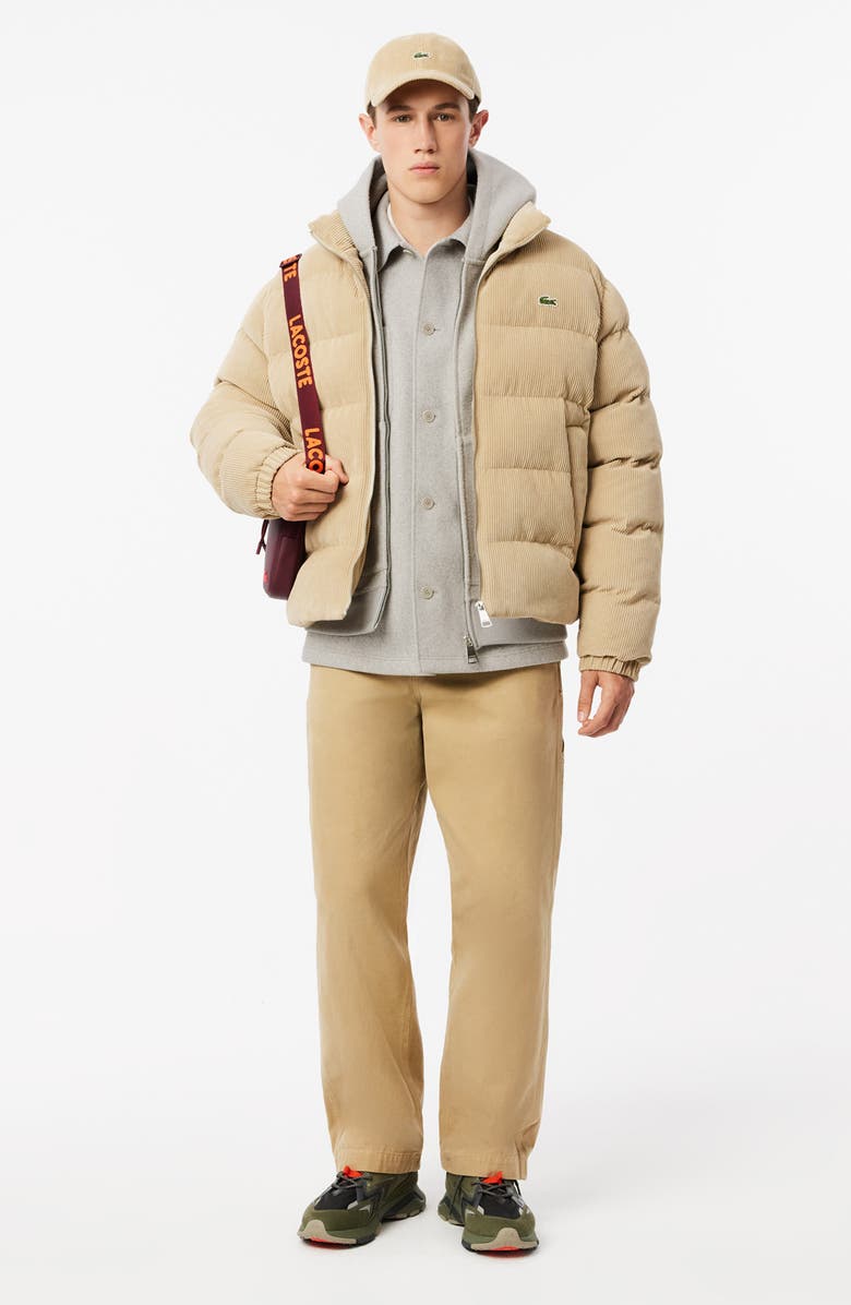 Lacoste Oversize Fleece Button-Up Overshirt, Alternate, color, Silver Chine