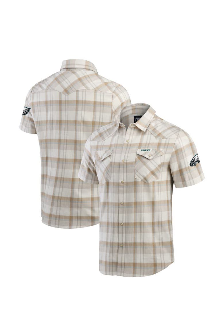 Men's Darius Rucker Collection by Fanatics Gray Philadelphia Eagles Plaid Full-Snap Shirt, Main, color, Cream