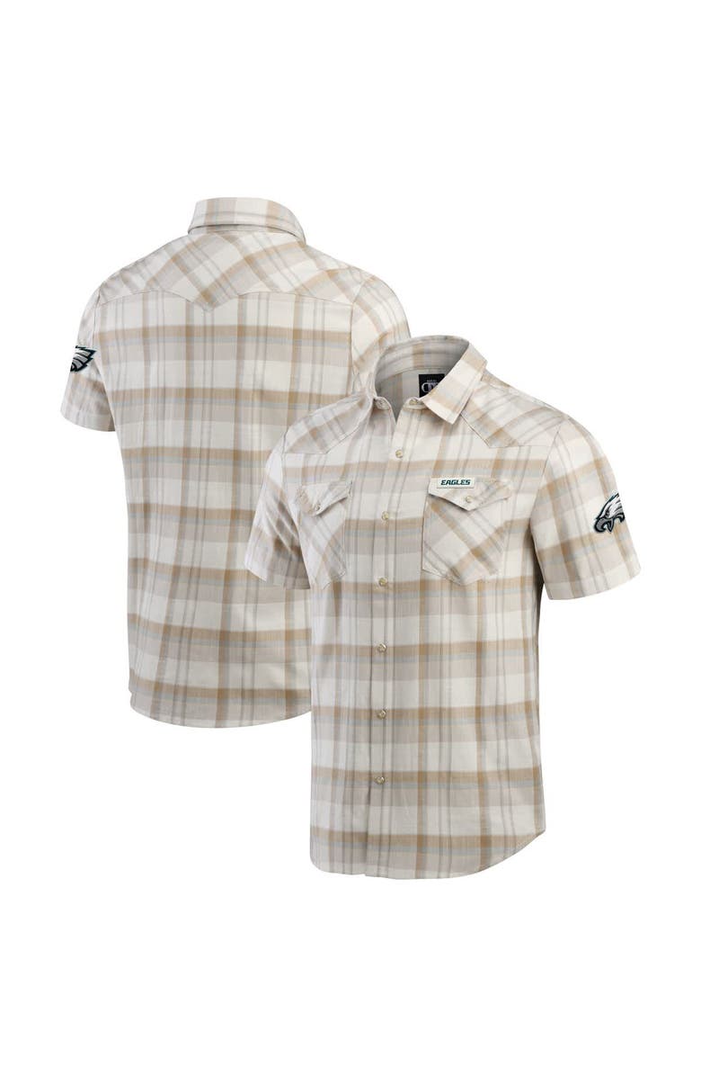 Darius Rucker Collection by Fanatics Men's Darius Rucker Collection by Fanatics Gray Philadelphia Eagles Plaid Full-Snap Shirt, Main, color, Cream