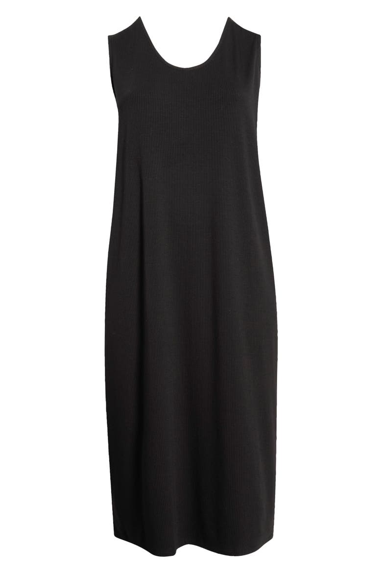 Rib Knit Tank Midi Dress, Alternate, color, BLACK