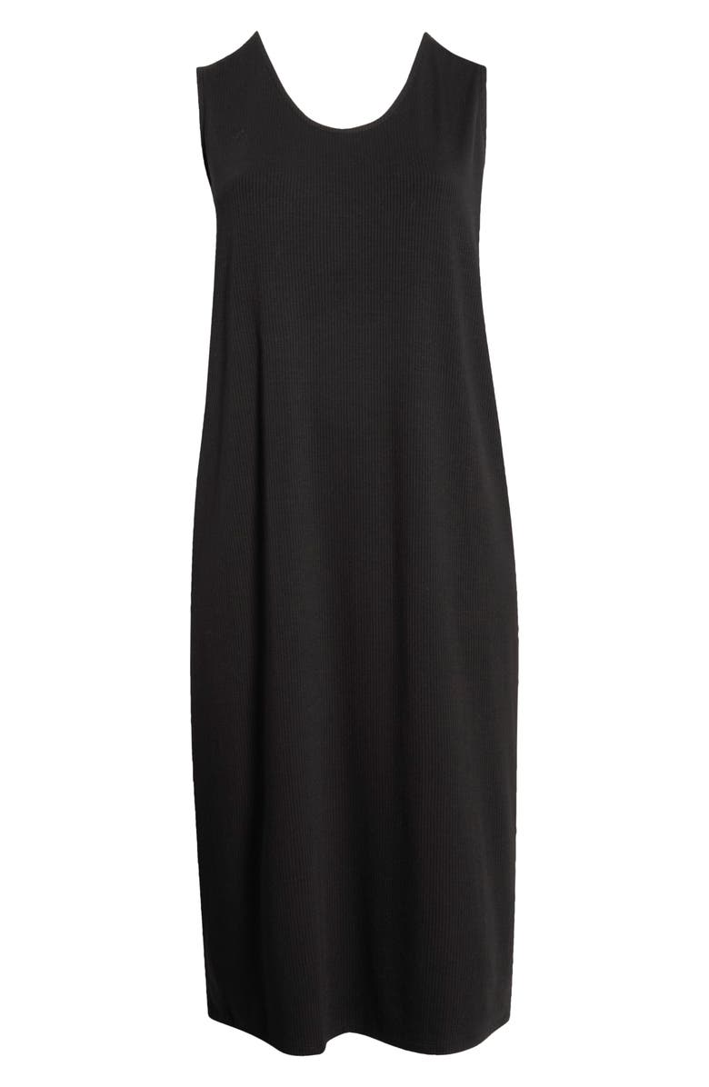 Eileen Fisher Rib Knit Tank Midi Dress, Alternate, color, Black