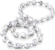 The Pearl Source 13-16mm Opera Length White Freshwater Baroque Pearl Necklace - AAA Quality