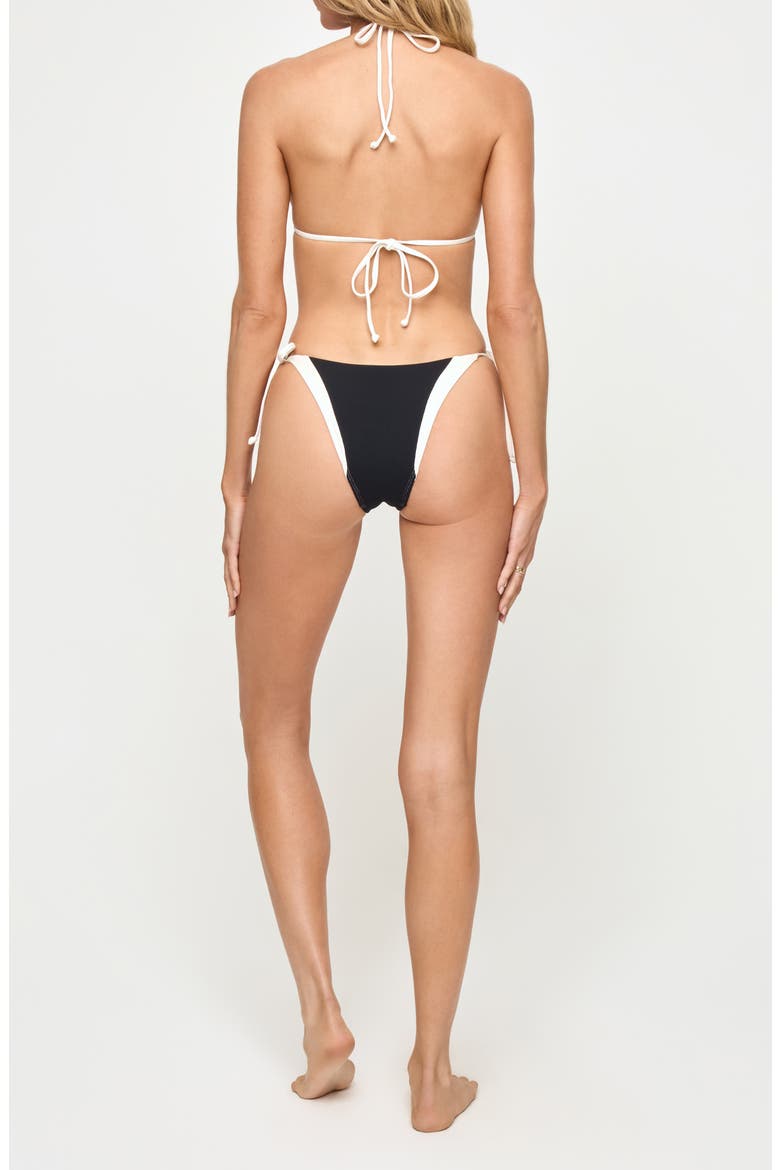 Daria Rib & Jersey Triangle Bikini Top, Alternate, color, BLACK/ CREAM