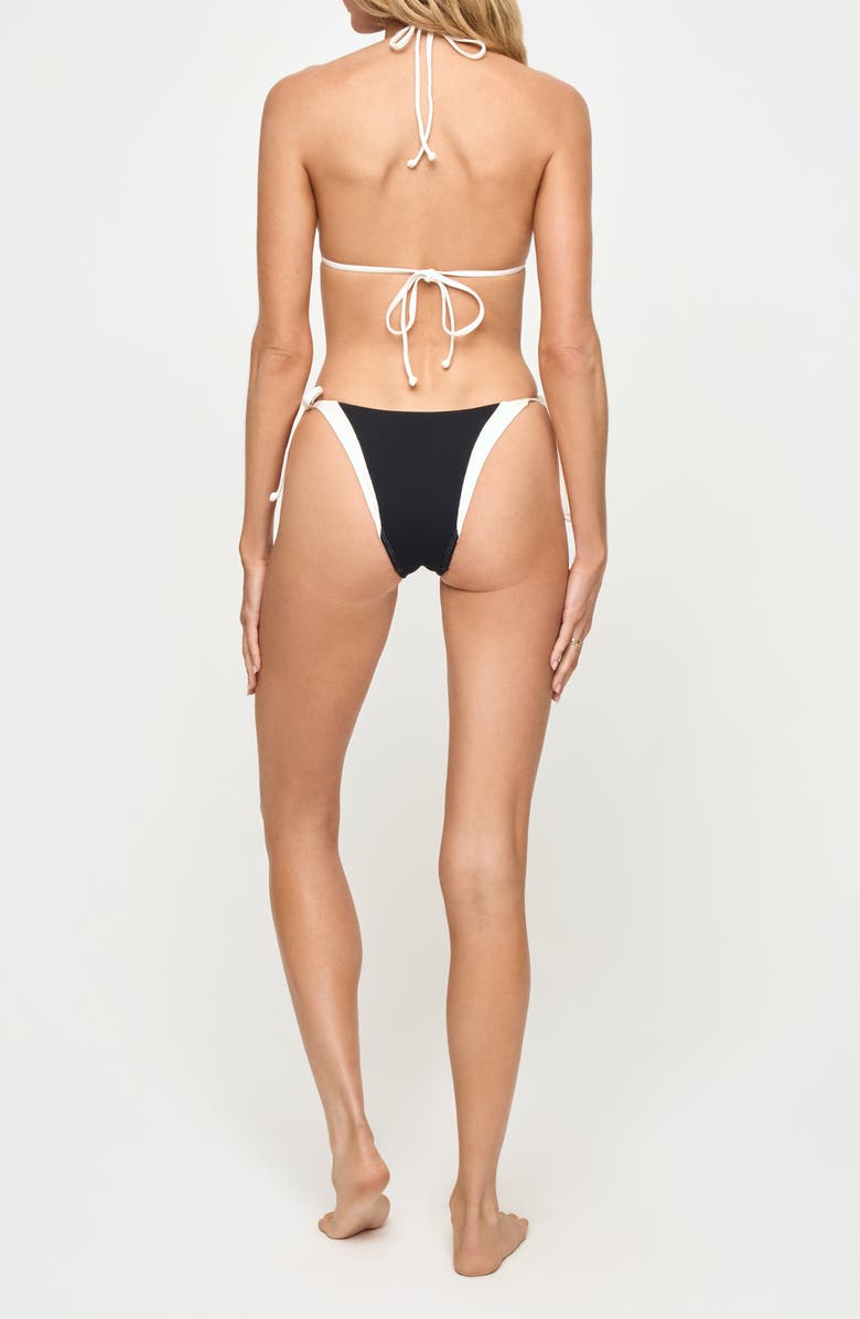 LSPACE Riannon Jersey & Rib Bikini Bottoms, Alternate, color, Black/ Cream