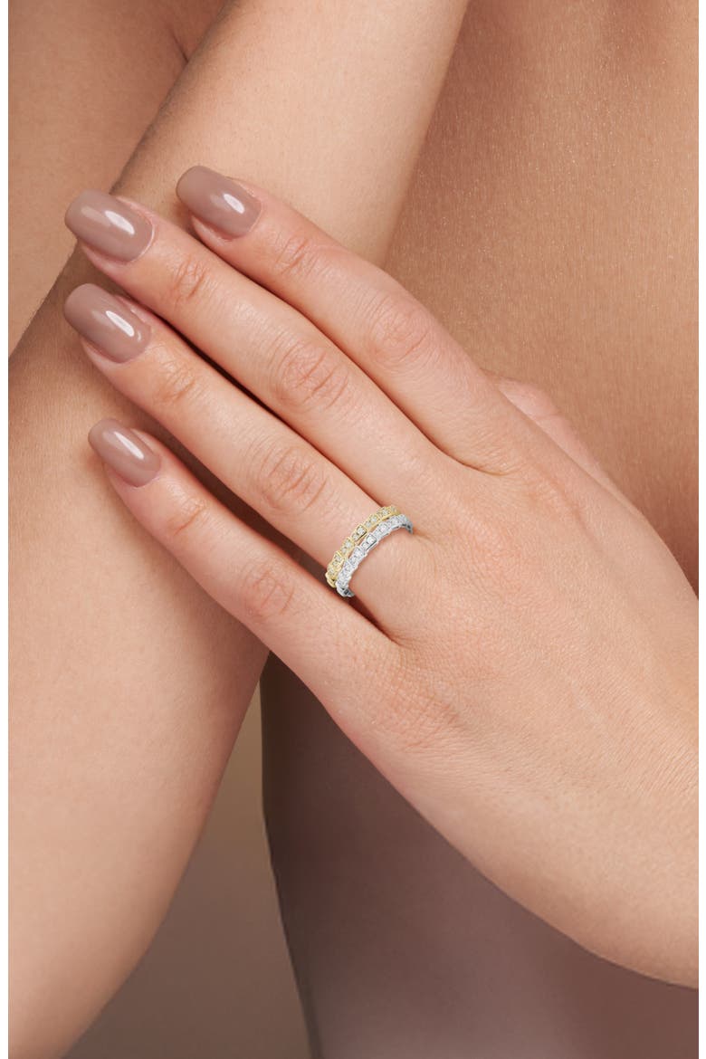 Set of 2 Cubic Zirconia Serpent Stacking Rings, Alternate, color, SILVER/ GOLD