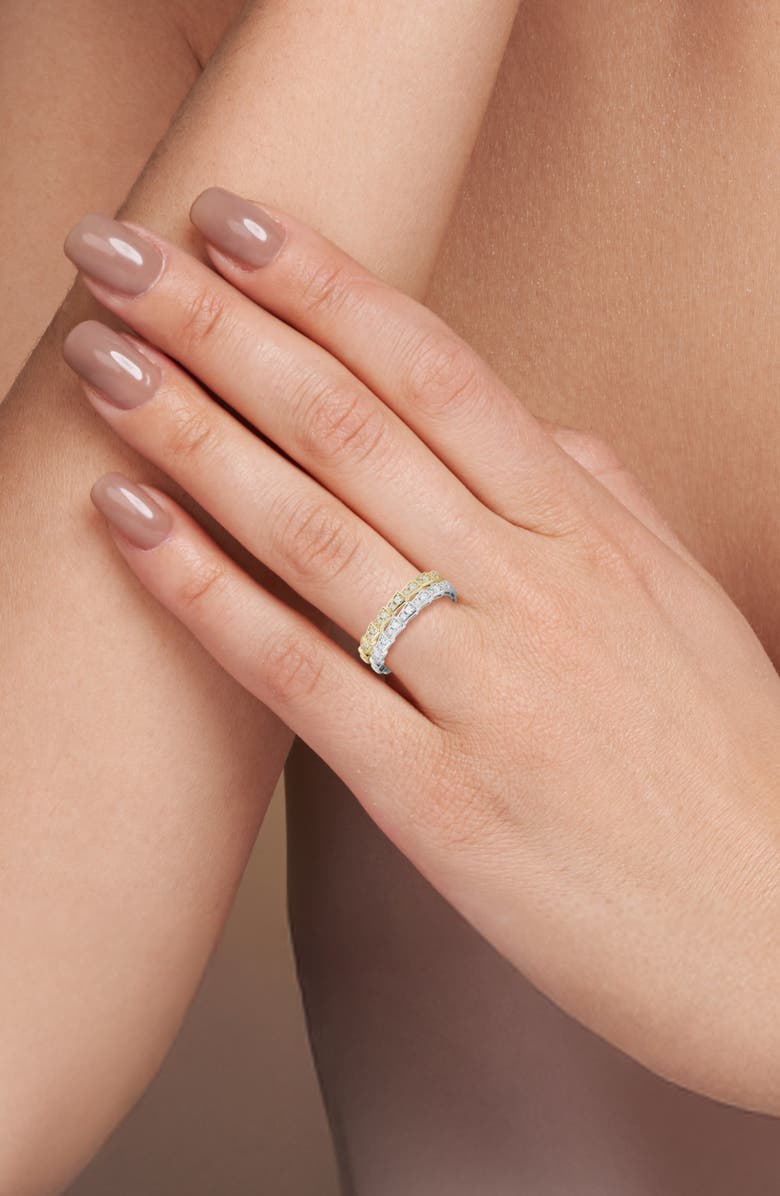 GLAZE JEWELRY Set of 2 Cubic Zirconia Serpent Stacking Rings, Alternate, color, Silver/ Gold
