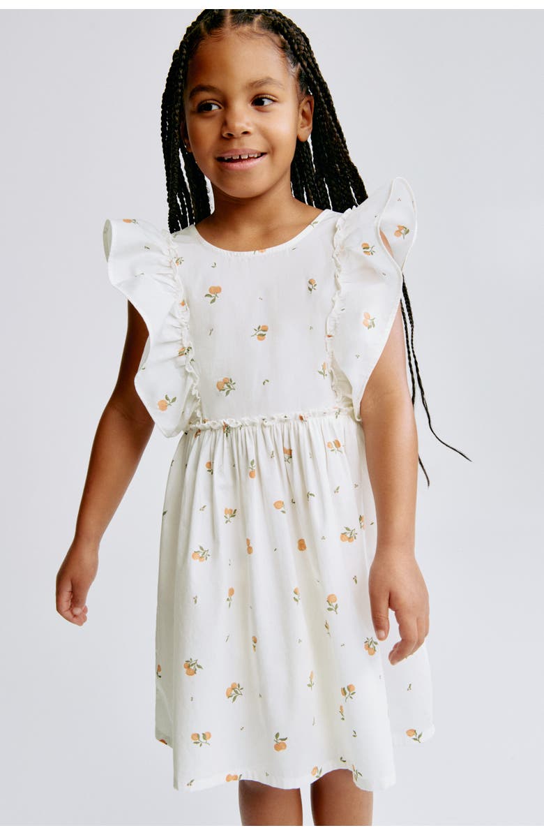 H&M Printed Cotton Dress, Alternate, color, White/Peaches