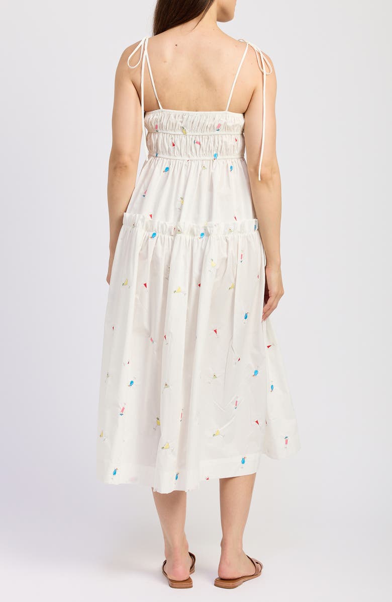 En Saison Nellie Embroidered Tiered Cotton Poplin Sundress, Alternate, color, White Pink Multi
