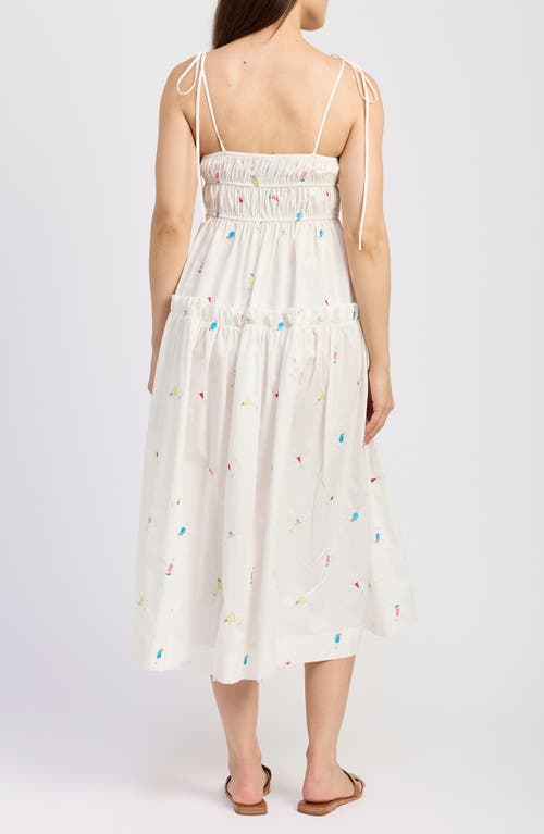 En Saison Nellie Embroidered Tiered Cotton Poplin Sundress In White