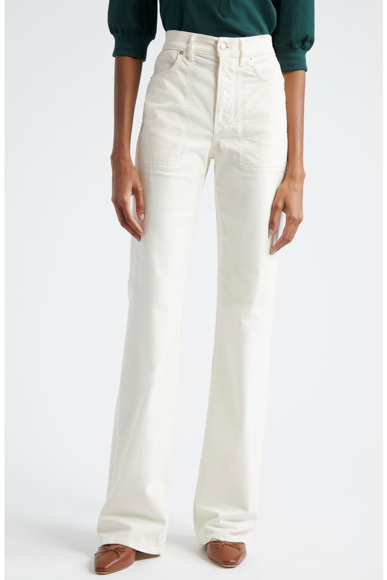 Crosbie High Waist Cotton Corduroy Wide Leg Pants, Main, color, ECRU