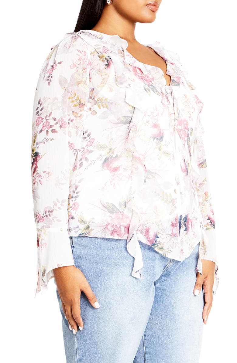 City Chic Sweet Nothings Ruffle Top, Alternate, color, Pastel Floral