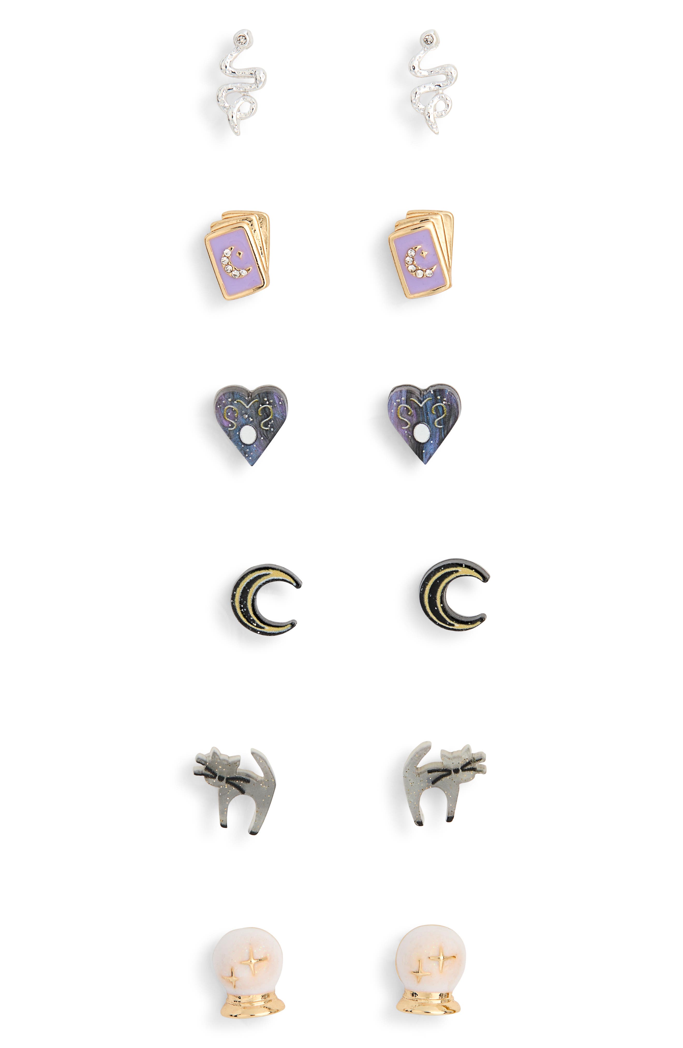 Set of 6 Halloween Stud Earrings