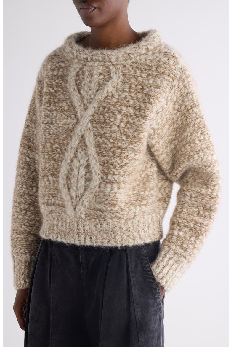 Dorota Alpaca & Mohair Blend Cable Sweater, Alternate, color, ECRU/ BRONZE