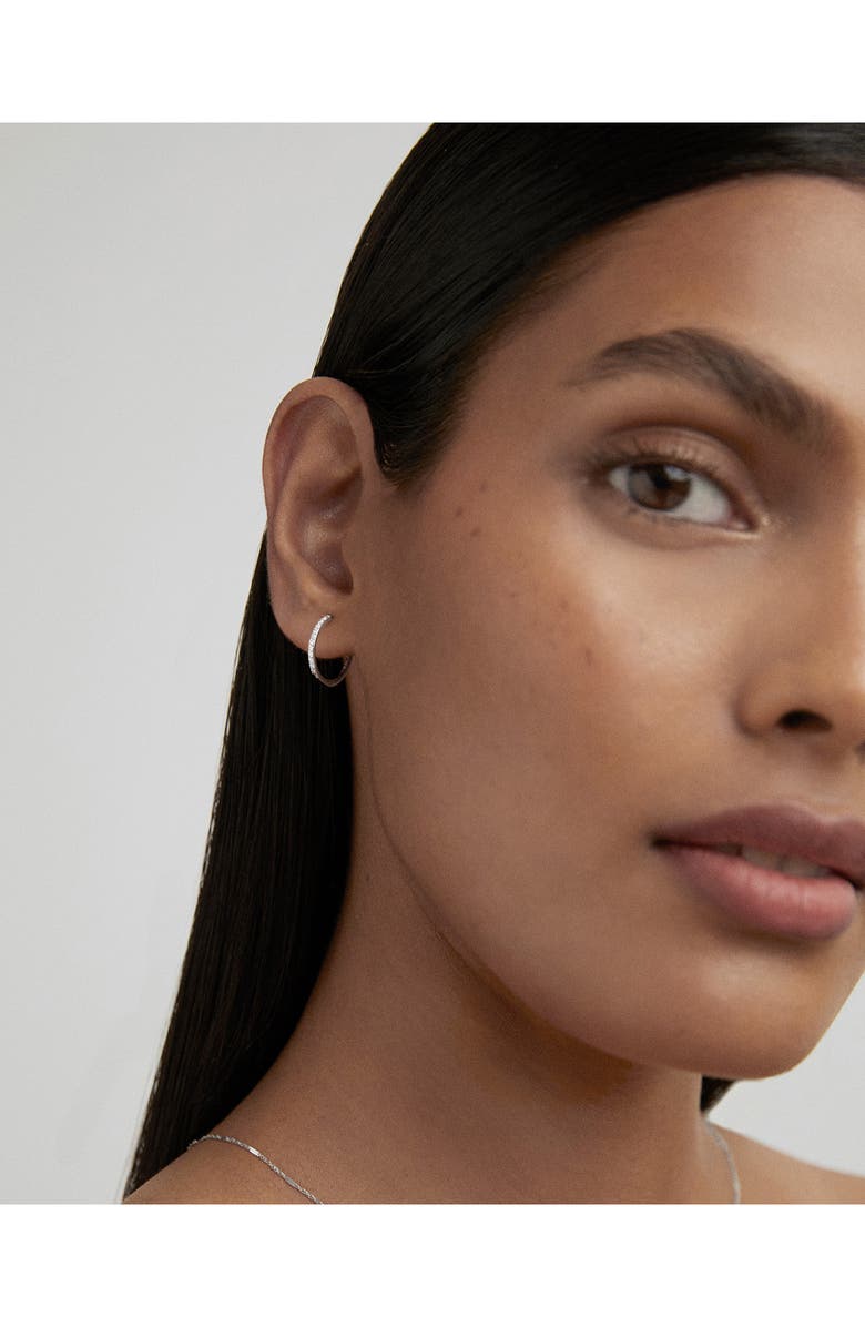 Monica Vinader Small Pavé Lab Grown Diamond Hoop Earrings, Alternate, color, 14K Solid White Gold / Diamond