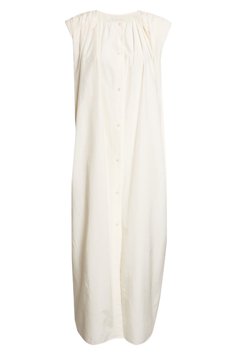 Cara Gathered Sleeveless Cotton & Silk Voile Shirtdress, Alternate, color, IVORY