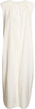 LOULOU DE SAISON Cara Gathered Sleeveless Cotton & Silk Voile Shirtdress