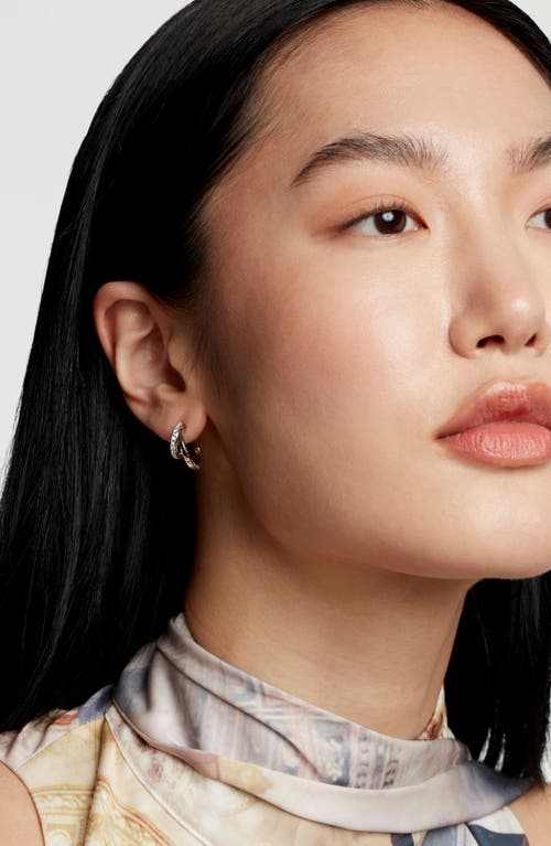 Ted Baker Helias Double Hoop Earrings In Silver Tone/clear Crystal