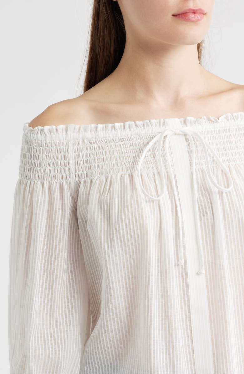 KOBI HALPERIN Robin Stripe Cotton & Silk Off the Shoulder Top, Alternate, color, 
