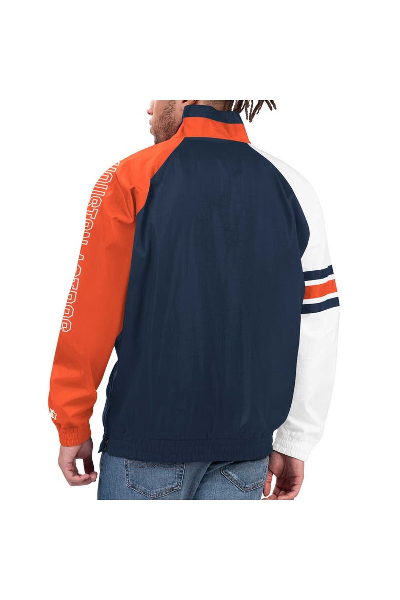 Men's Starter Navy/Orange Houston Astros Elite Raglan Half-Zip Jacket, Alternate, color, Navy