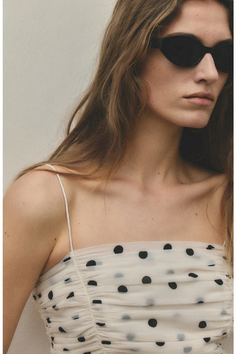 Ruched Dot Camisole, Alternate, color, ECRU