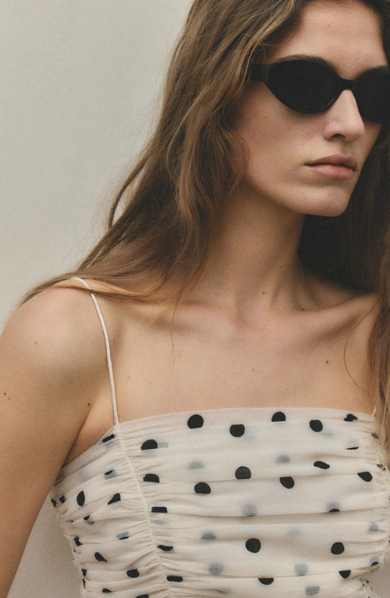 MANGO Ruched Dot Camisole, Alternate, color,