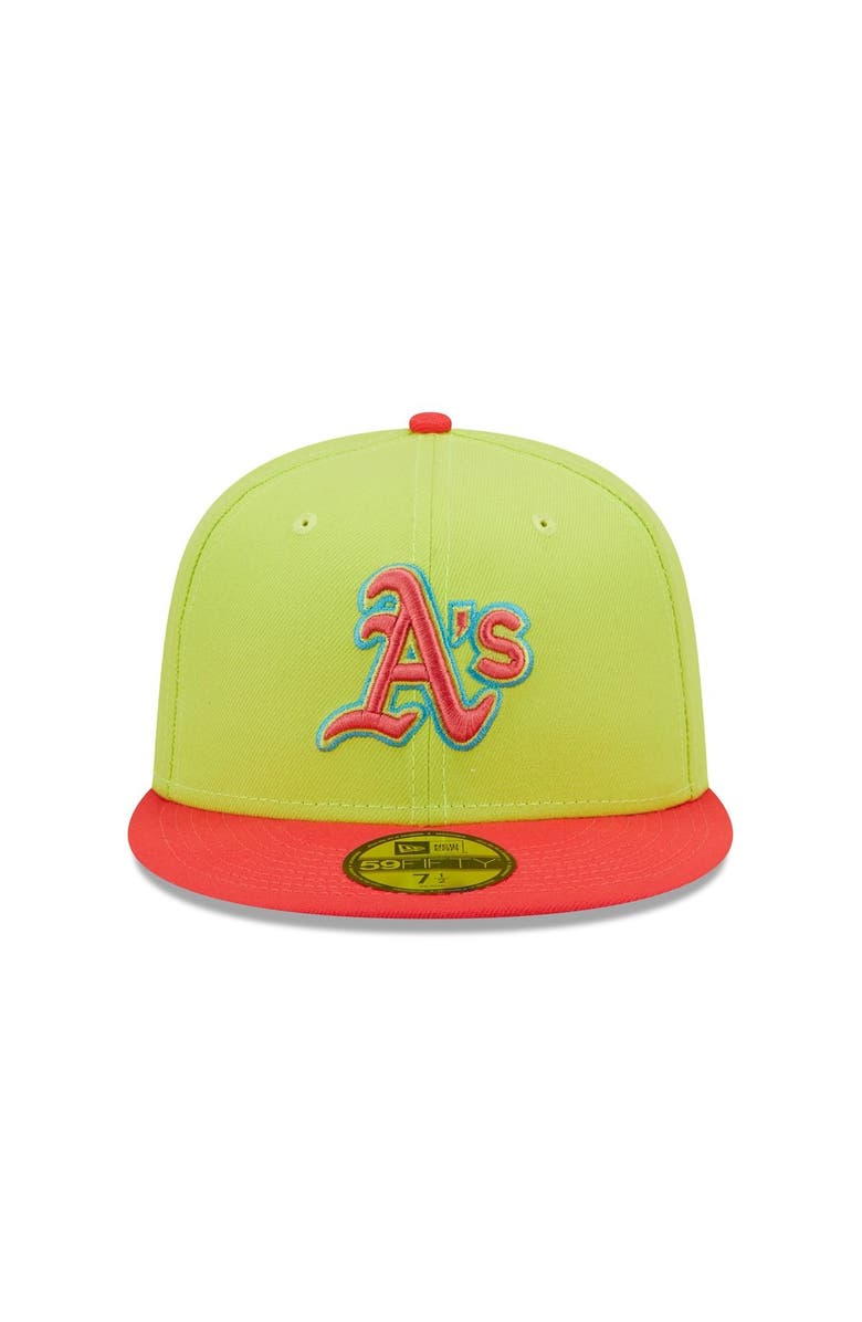 New Era Men's New Era Green/Red Oakland Athletics 50th Anniversary Cyber Highlighter 59FIFTY Fitted Hat, Alternate, color, 